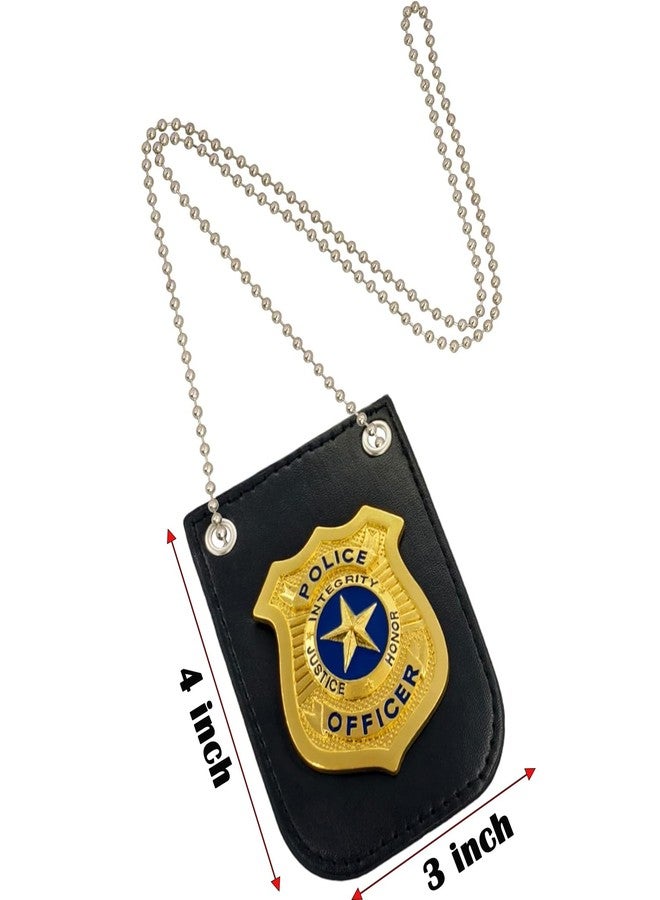 Finduat Police Badge with Chain and Belt Clip, Detective Role Play Costume Accessory, Gold - Image 4